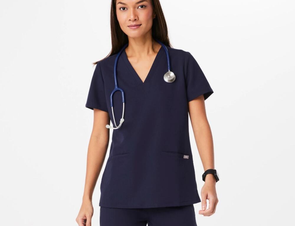 Figs Casma Three-Pocket Scrub Top Navy Blue XS FIONx V-Neck